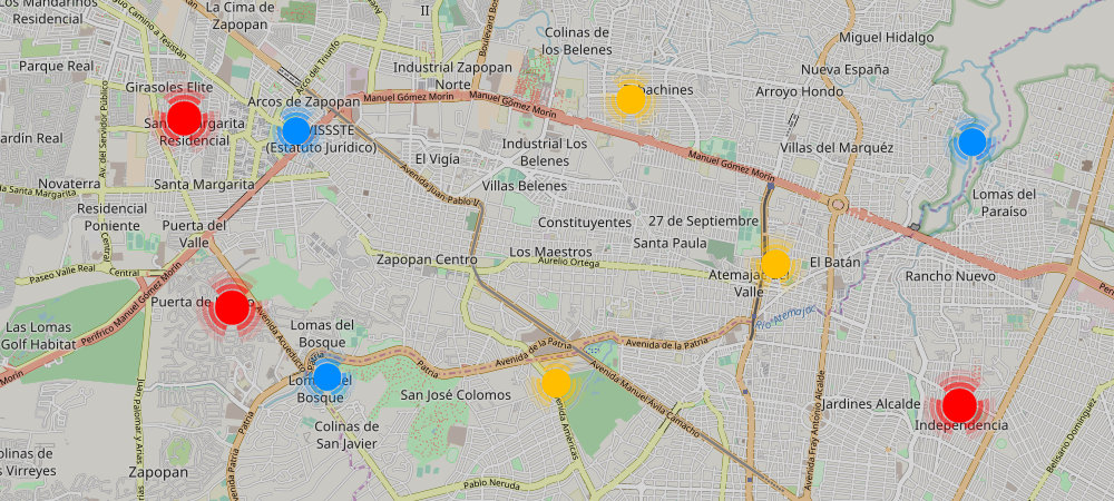 Tiendas Philos en Aguascalientes señaladas en el mapa